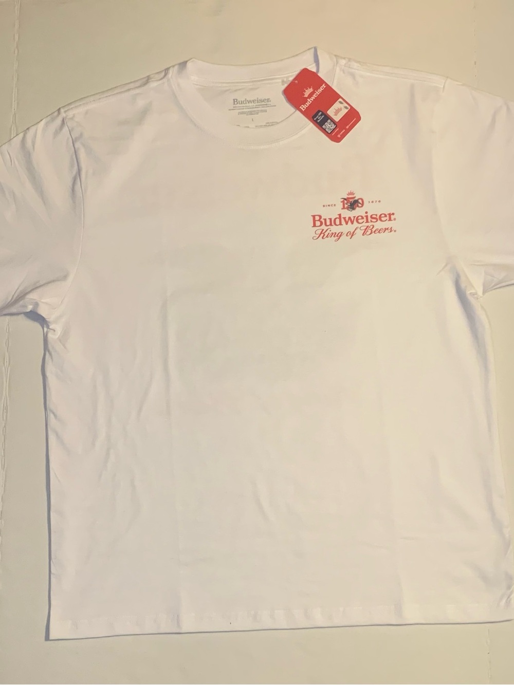 Budweiser King of Beers T-Shirt Men’s Large White Eagle Graphic Tee NWT